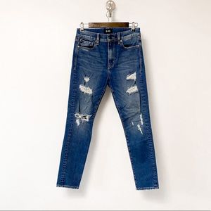 D-ID High Rise Distressed Y2K Holiday Casual‎ Chic Skinny Jeans Medium Wash